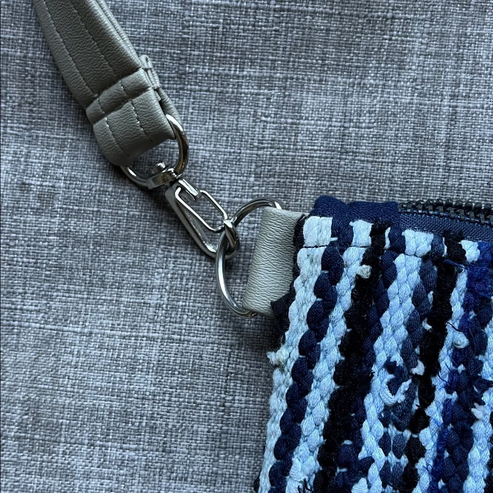 Tonle Zero Waste Handmade Textured Blue Zippered Clutch Bag